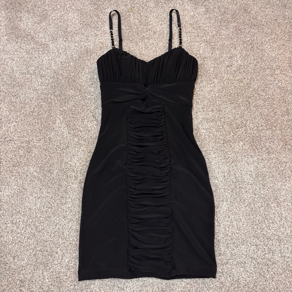 City Studio Black Ruched Mini Dress - Picture 1 of 7